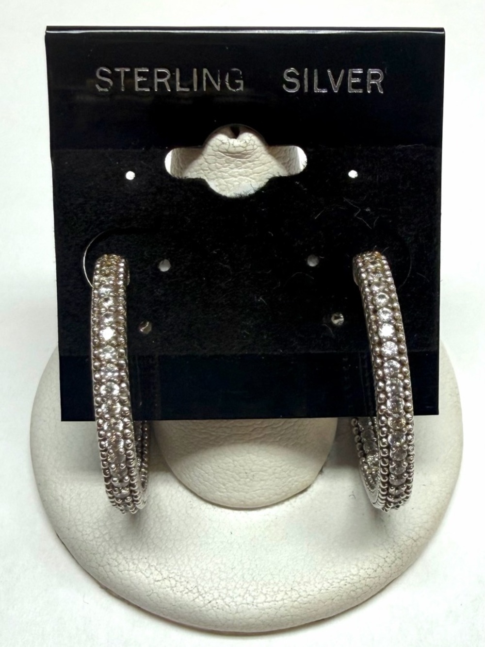 Judith Ripka Sterling Silver Clear Stone In And Out Hoop Earrings